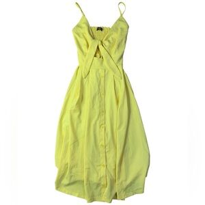 Yidarton Yellow Tie-Front Button-Down Midi Sundress - S